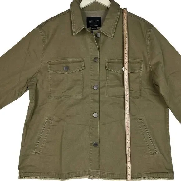 New Sanctuary Los Angeles Men Military Green Olive Utility Shirt Jacket US XL